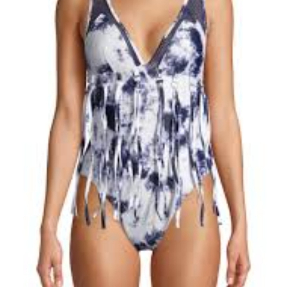 NWT YMI Swimsuit Tie Dye OnePiece XL Blue White